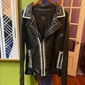 Men’s Majestic Leather Jacket with Silver Studs